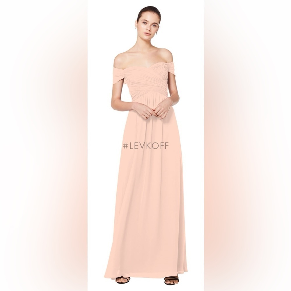 Bill Levkoff Petal Pink Off Shoulder Prom or Bridesmaid Dress